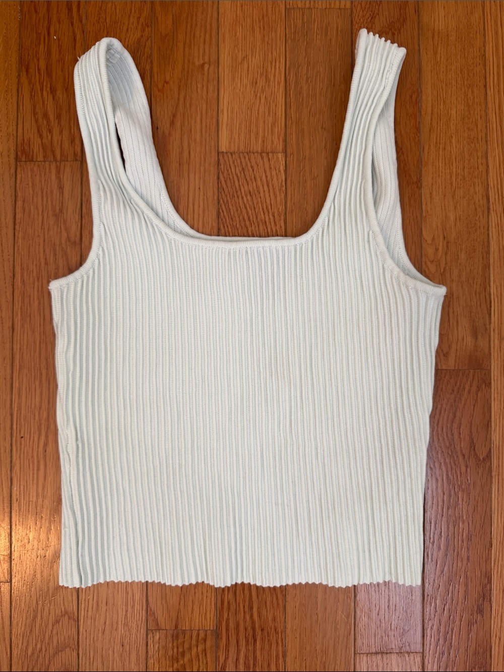 Forever 21 Lifht Blue Ribbed Square-Neck Tank
